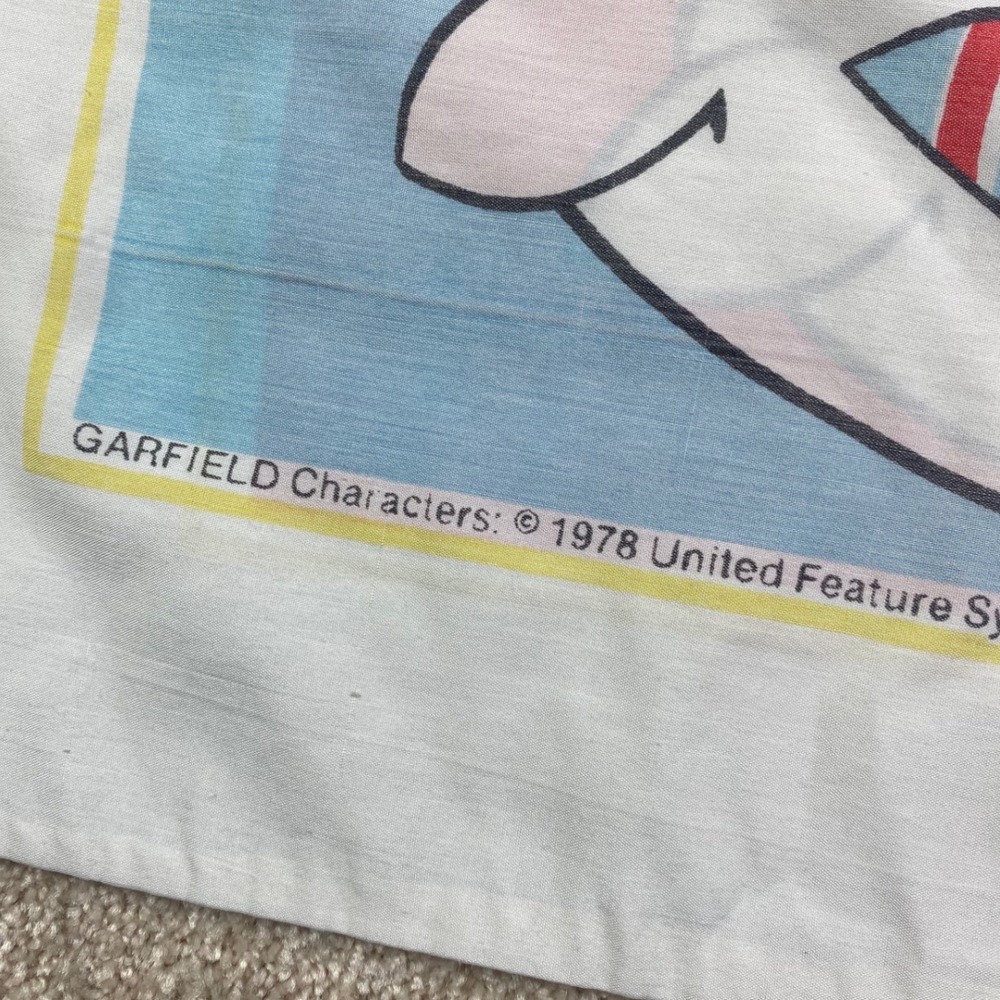 Vintage 1978 Garfield Jim Davis Pillowcase Red Blue Double Sided 20x30 Comic - Picture 8 of 8